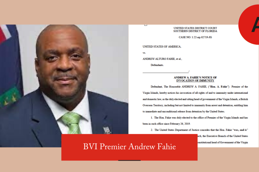 Andrew Fahie, Diplomatic Immunity